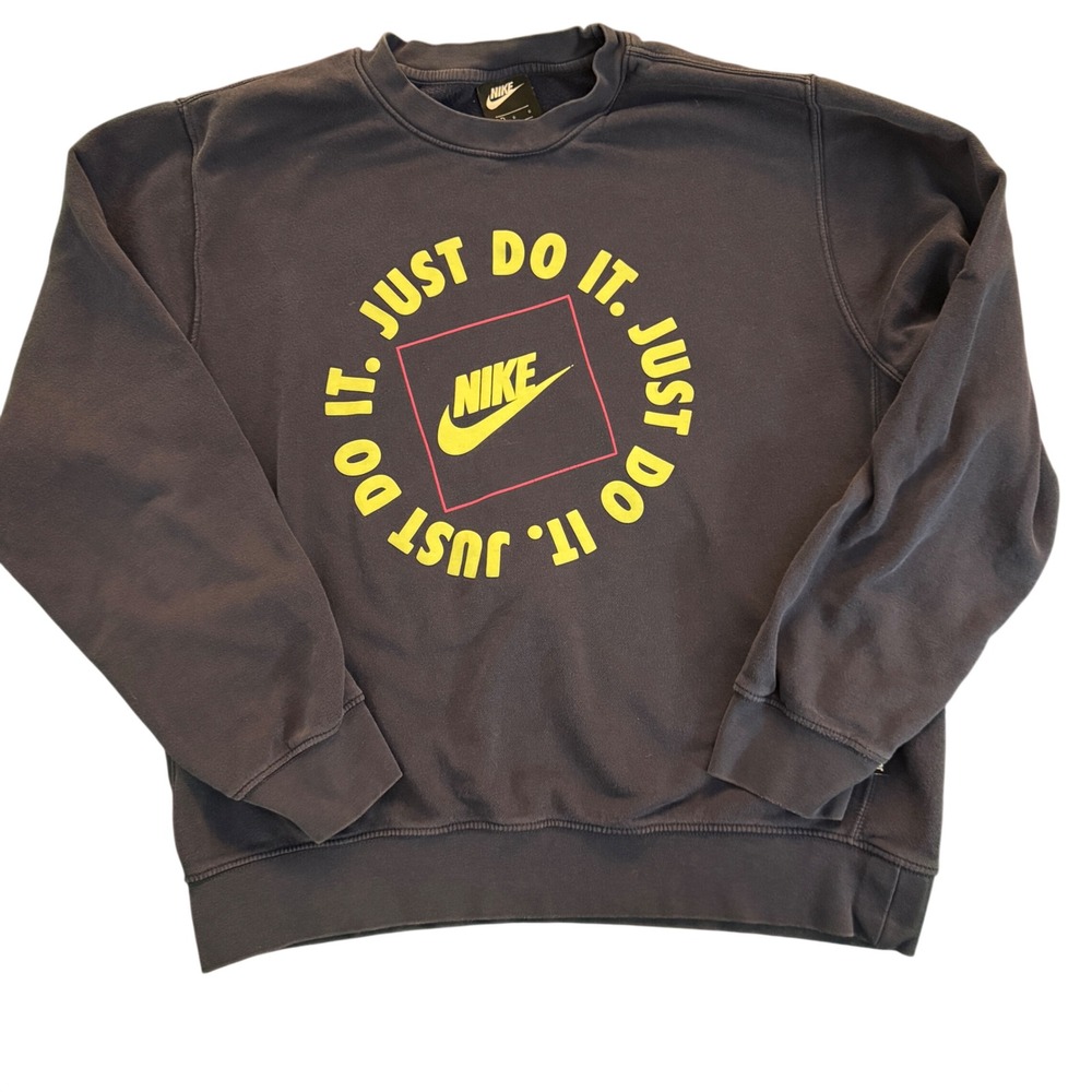 Nike Just Do It Crewneck Sweatshirt‎ Navy Blue Graphic Print Pullover Large